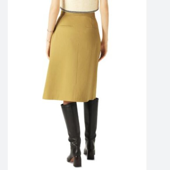 NWT BA&SH BASTIEN KNEE LENGTH WRAPOVER SKIRT IN KHAKI - Picture 3 of 7